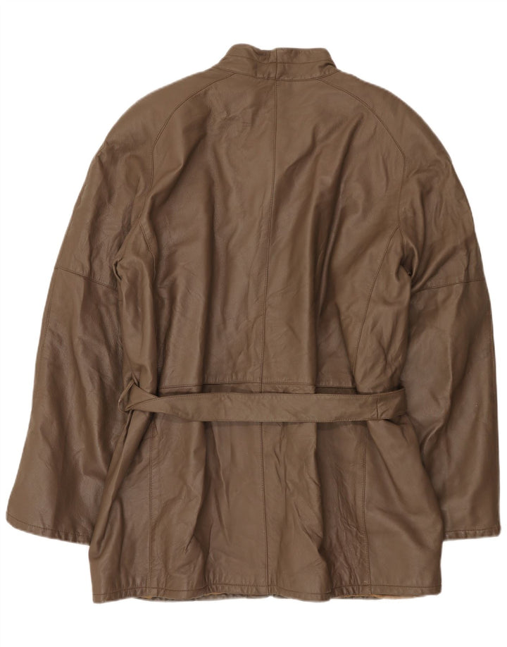 Chaqueta de cuero vintage para hombre IT 56 3XL Marrón