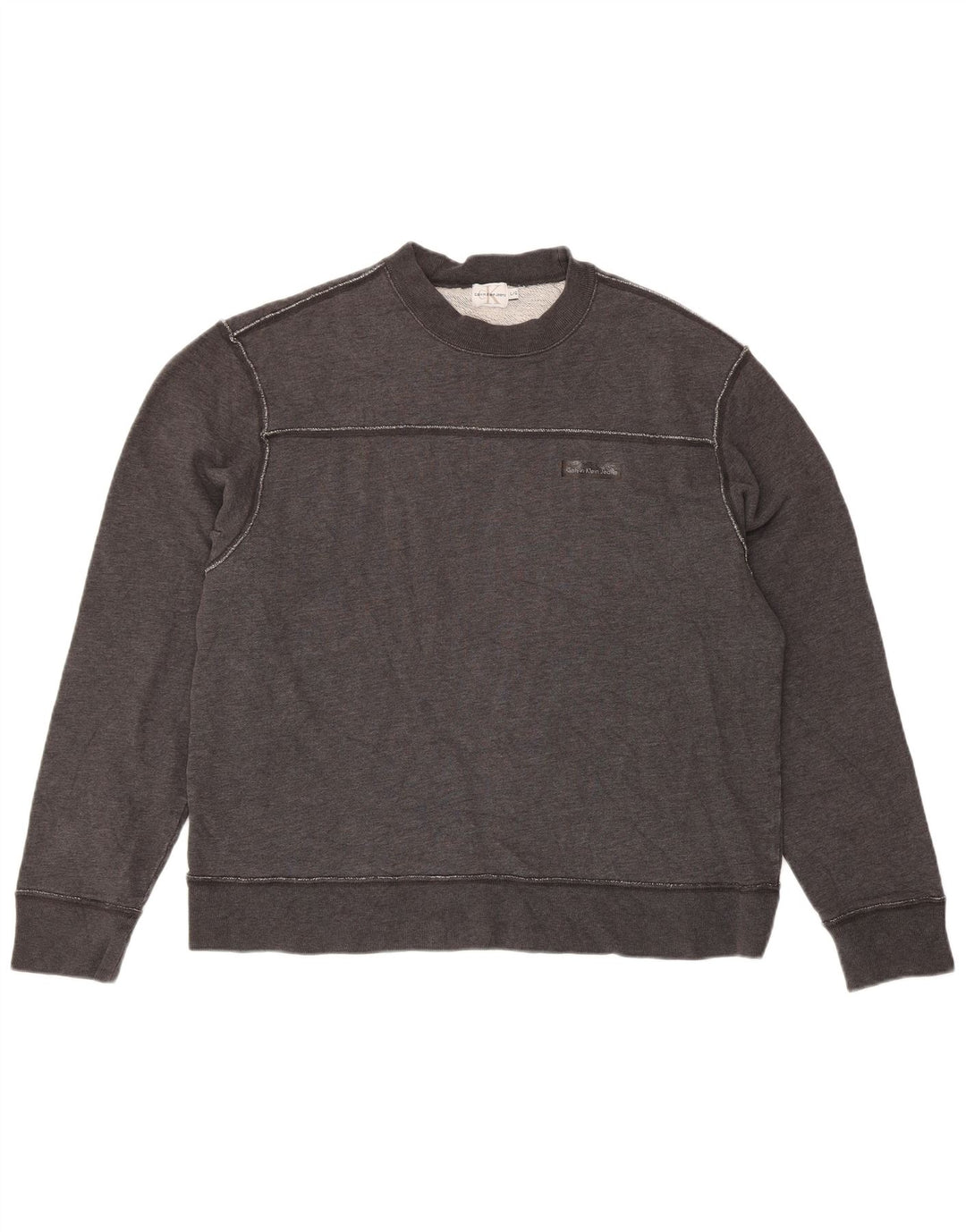 Calvin Klein Sudadera de corte regular para hombre, tipo jersey, talla grande, gris