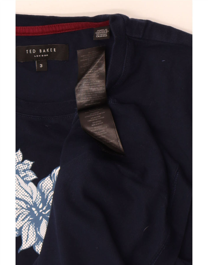 Ted Baker Camiseta gráfica para hombre Talla 3 Mediana Azul marino Algodón floral