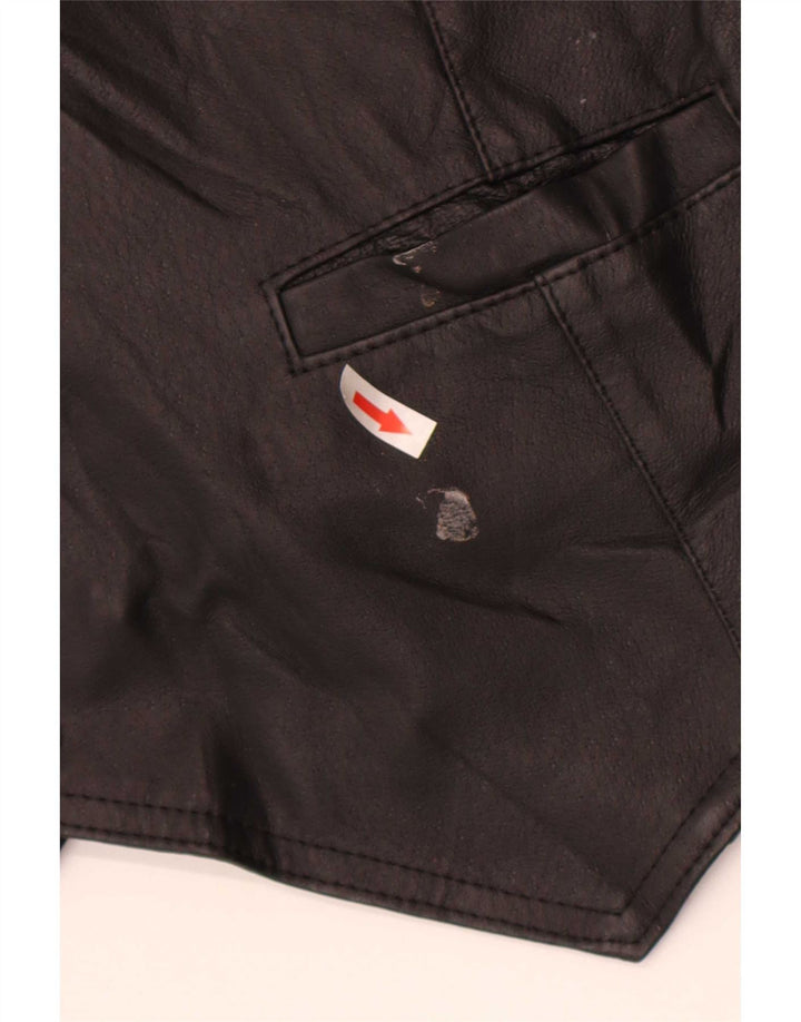 John F Gee Chaleco de cuero para hombre grande negro
