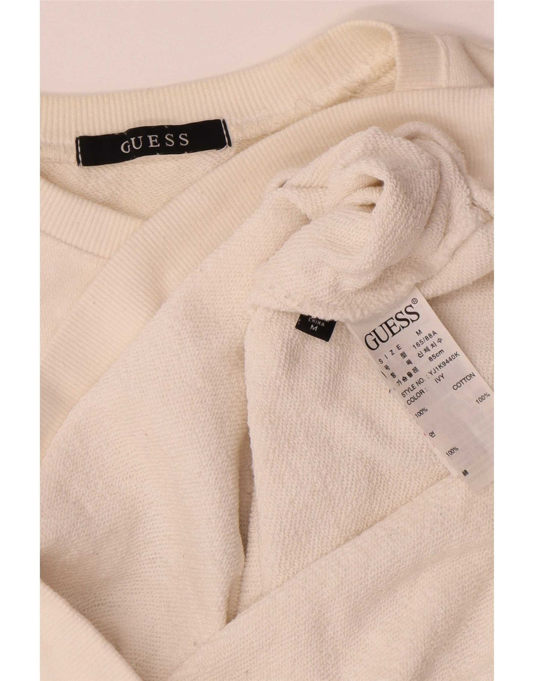 Guess Sudadera gráfica para mujer Jumper UK 14 Medium Off White Cotton
