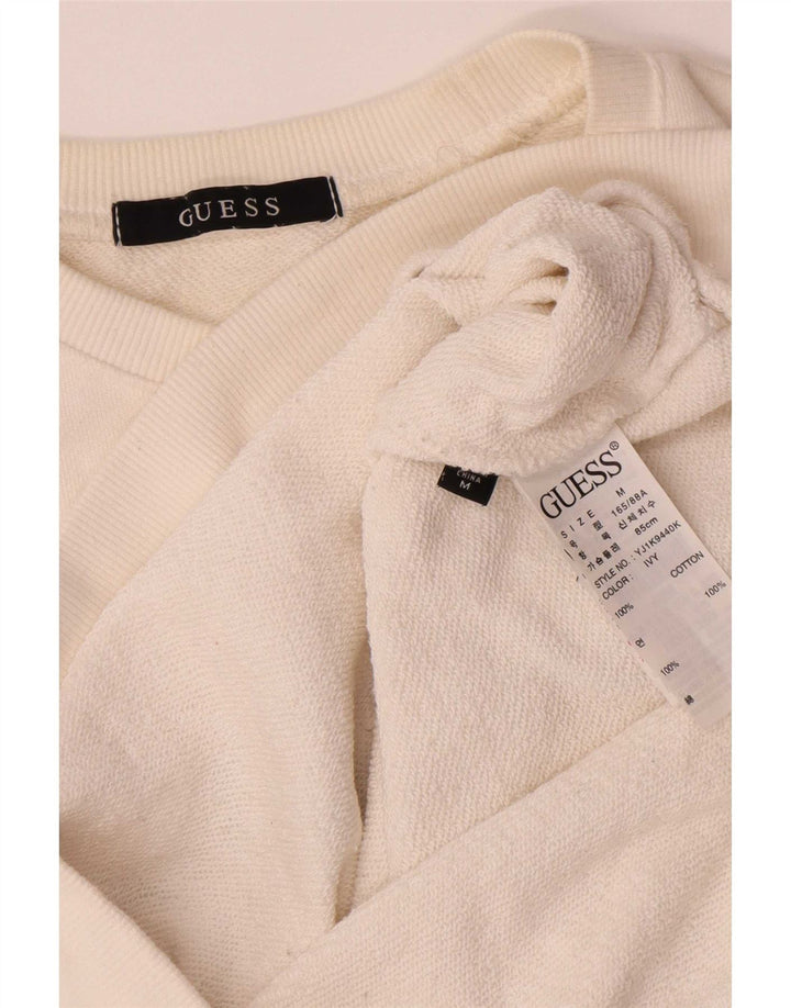 Guess Sudadera gráfica para mujer Jumper UK 14 Medium Off White Cotton