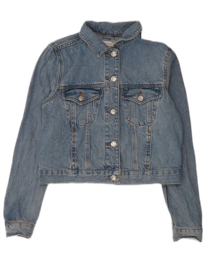 Topshop Chaqueta vaquera corta para mujer UK 8 Small Algodón azul