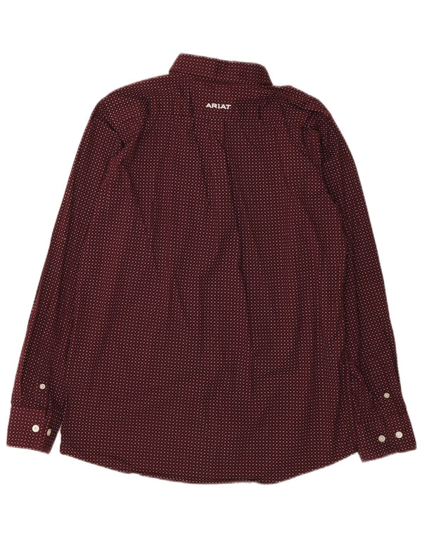 Camisa Niño Ariat 15-16 Años XL Algodón Lunares Burdeos