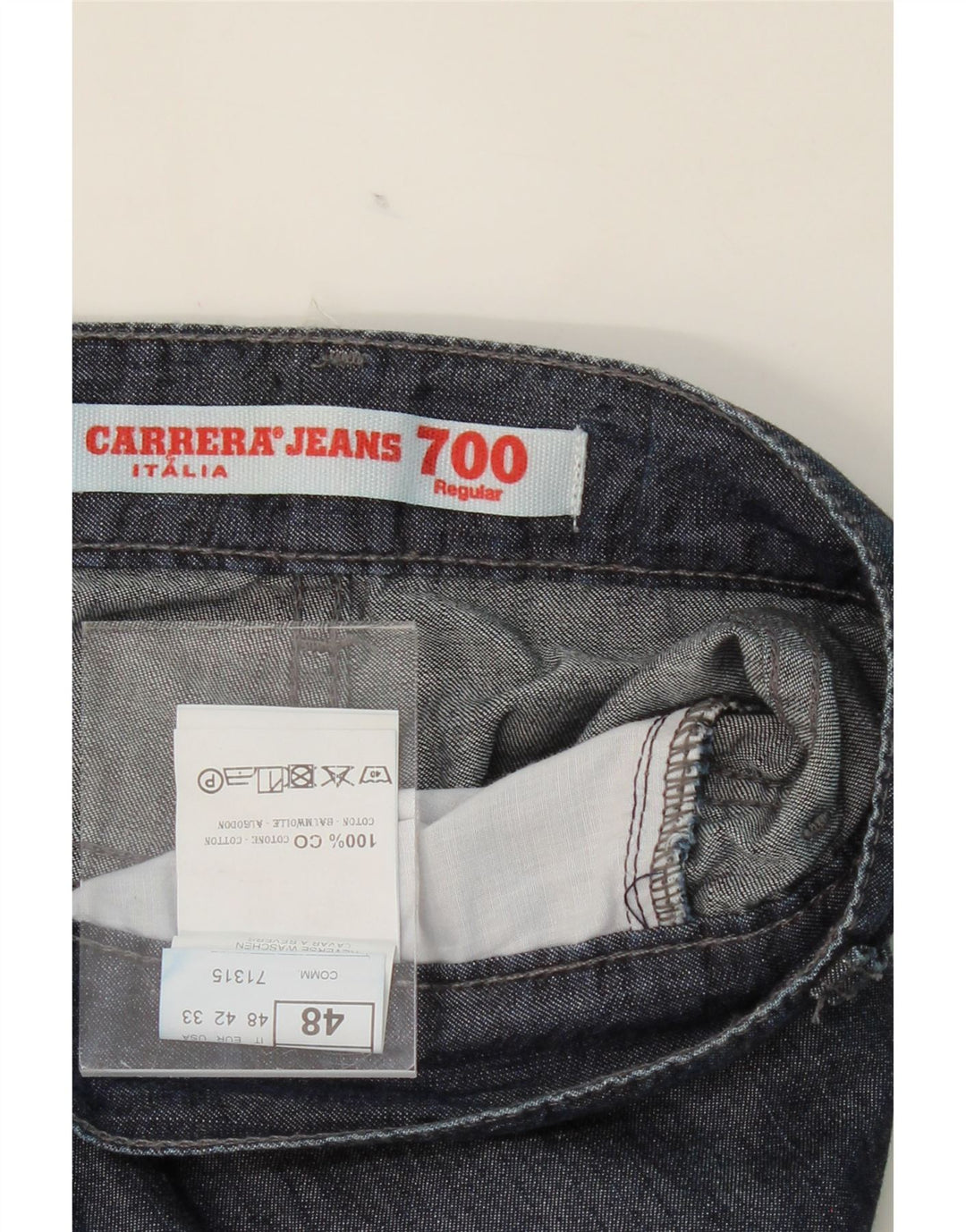 CARRERA Mens 700 Regular Straight Jeans W33 L30 Navy Blue Cotton Vintage Carrera and Second-Hand Carrera from Messina Hembry 