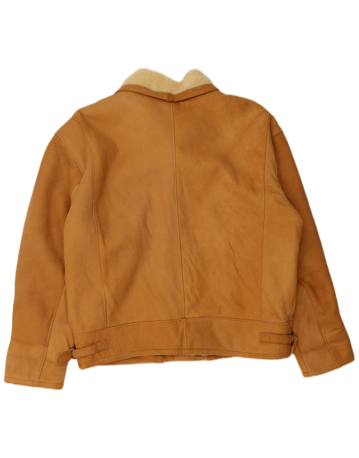 Vintage hombres shearling chaqueta Reino Unido 40 grande beige shearling