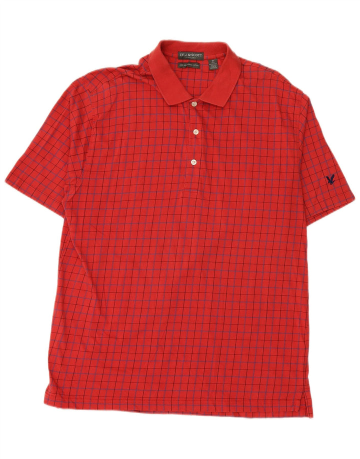 LYLE & SCOTT Polo para hombre de algodón a cuadros rojos medianos