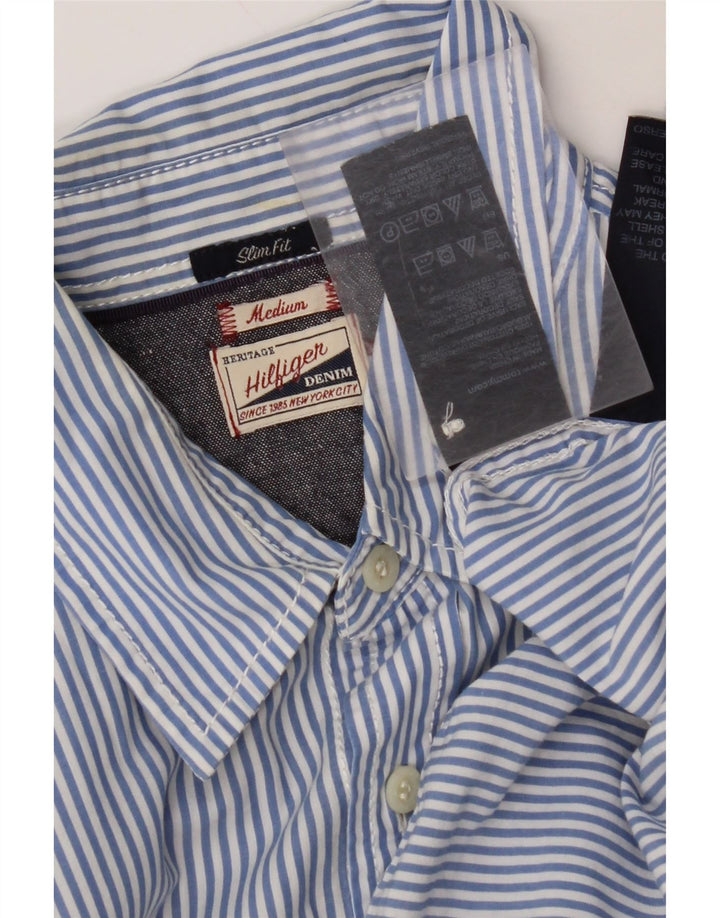 TOMMY HILFIGER Camisa slim fit de algodón a rayas azul medio para hombre