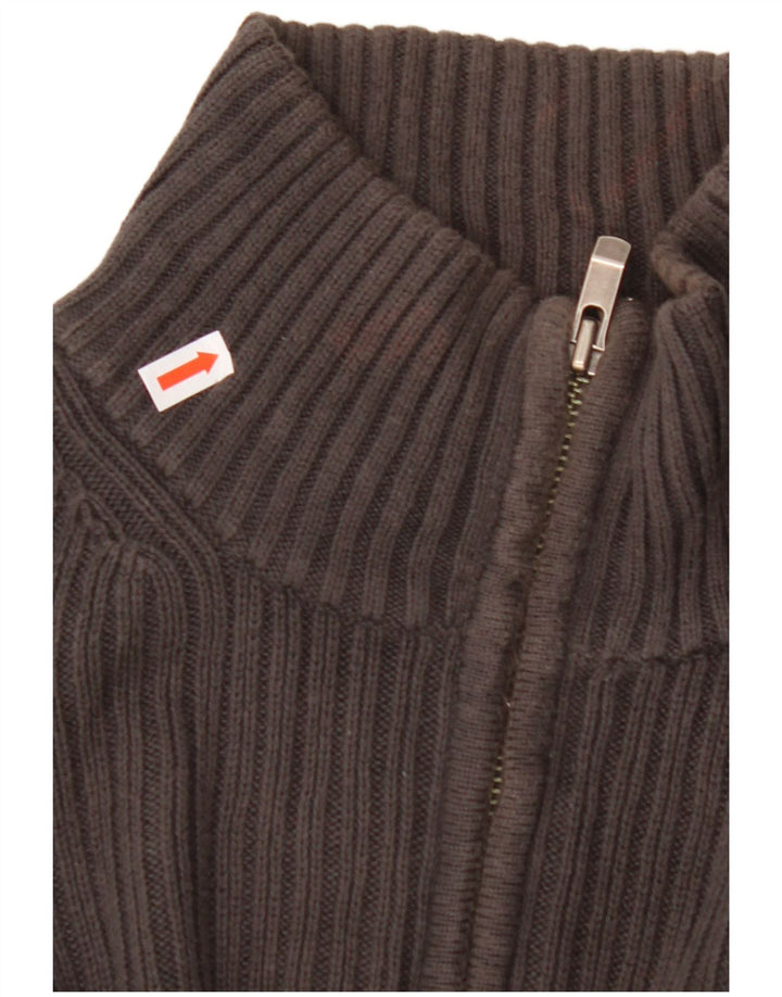 CALVIN KLEIN Jersey con cuello y cremallera para hombre, suéter grande de algodón gris