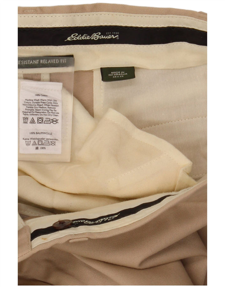 EDDIE BAUER Pantalón chino de corte relajado para hombre W38 L32 Algodón beige
