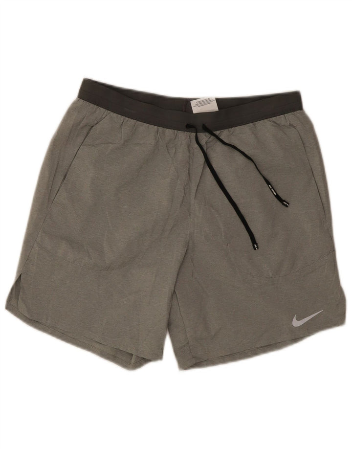 Nike - Pantalones cortos deportivos Dri Fit para mujer, talla 10, poliéster gris pequeño