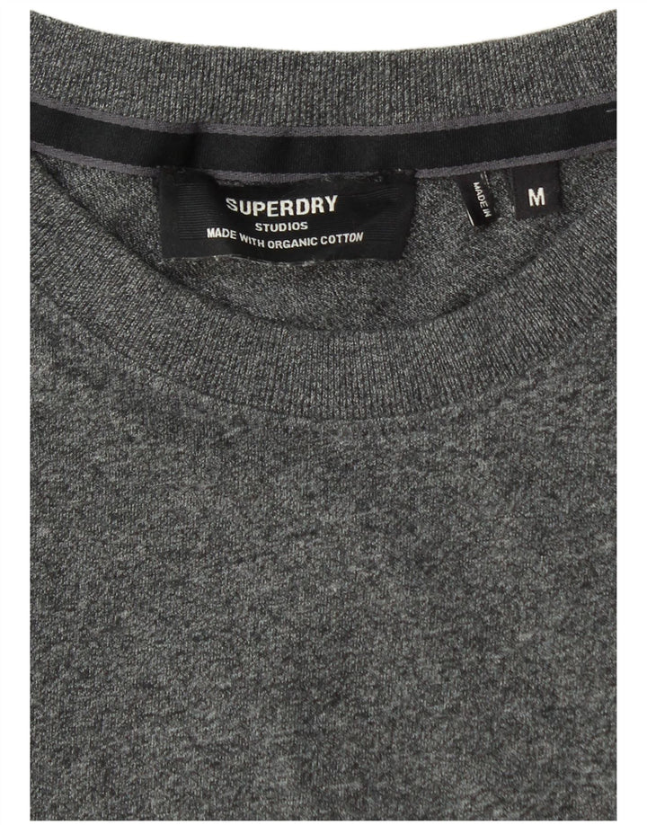 SUPERDRY Hombre Camiseta Top Algodón Moteado Gris Medio