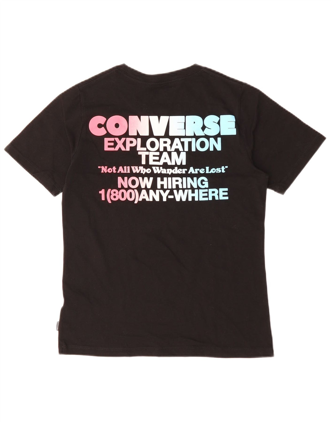 Converse Camiseta gráfica para mujer Top UK 10 Small Black Cotton