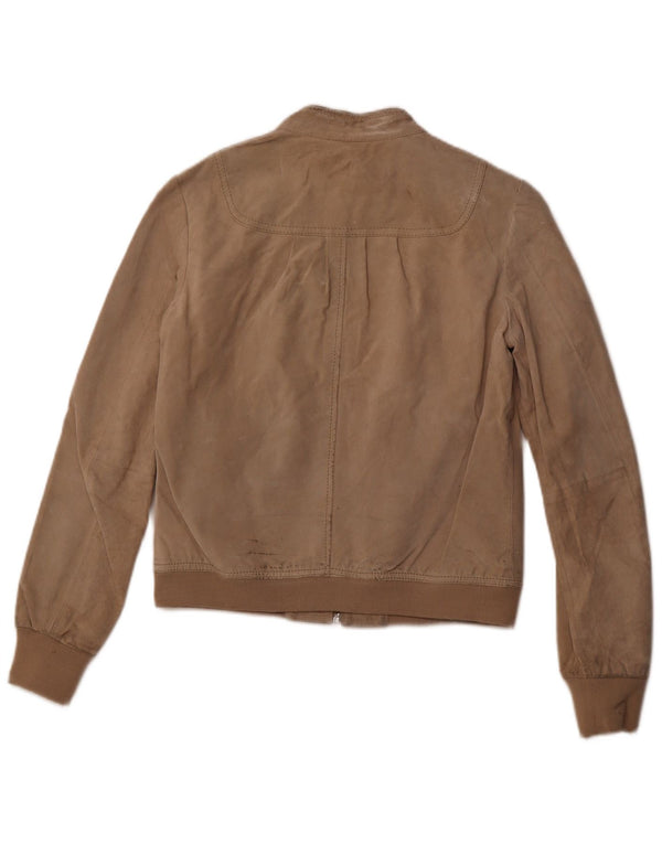GAUDI Chaqueta bomber de ante para mujer IT 46 Cuero beige grande
