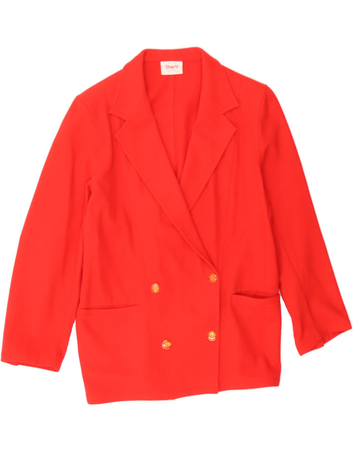 VINTAGE Womens Double Breasted Blazer Jacket IT 42 Medium Red Wool Vintage Vintage and Second-Hand Vintage from Messina Hembry 