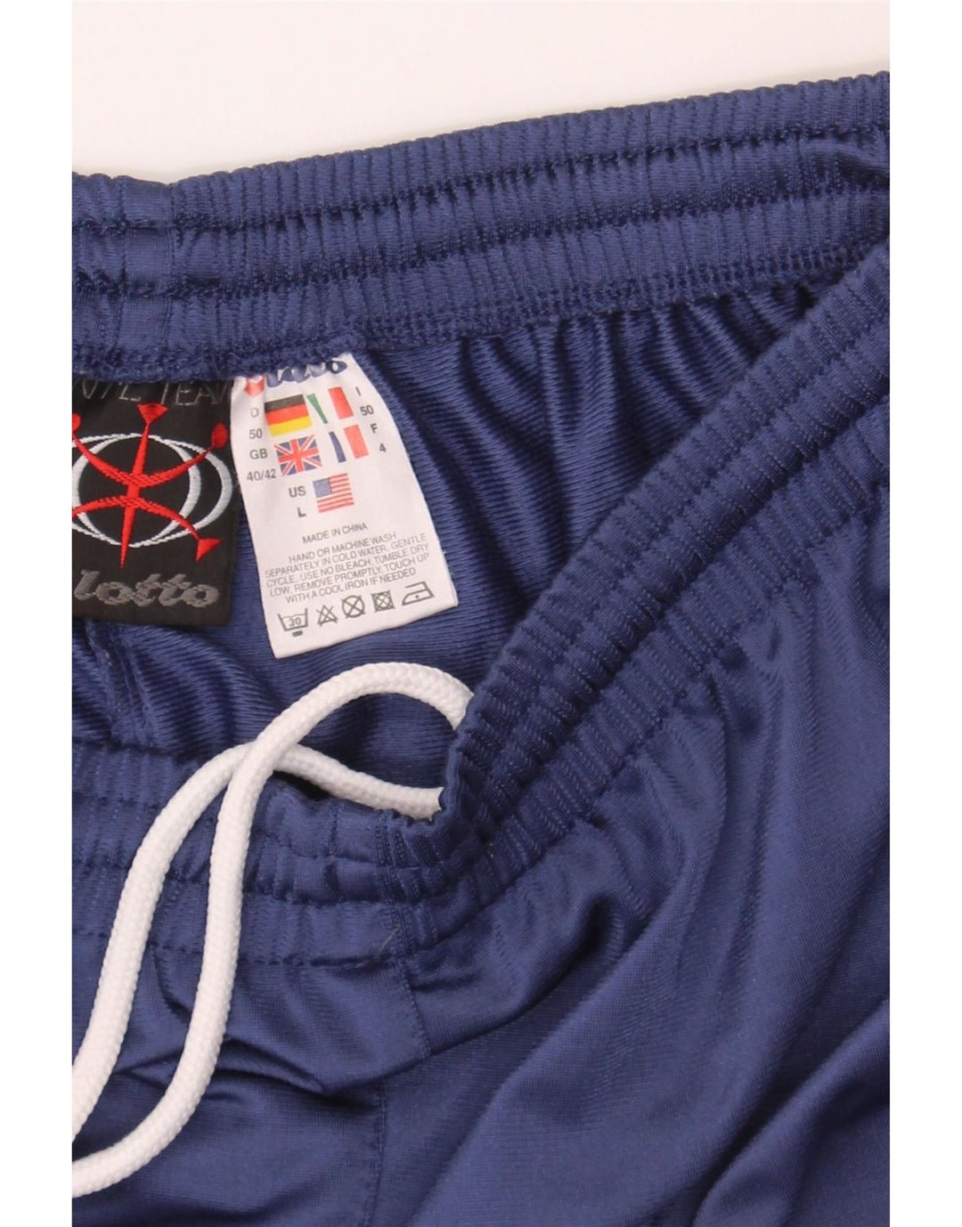LOTTO Mens Graphic Tracksuit Trousers UK 40/42 Medium  Navy Blue Polyester Vintage Lotto and Second-Hand Lotto from Messina Hembry 
