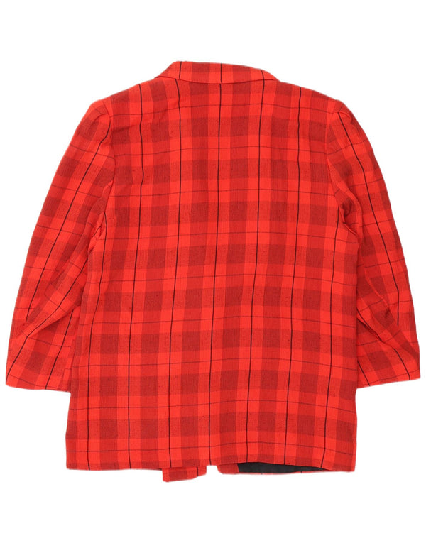 Vintage mujer chaqueta blazer de doble pecho EU 44 XL rojo comprobar viscosa