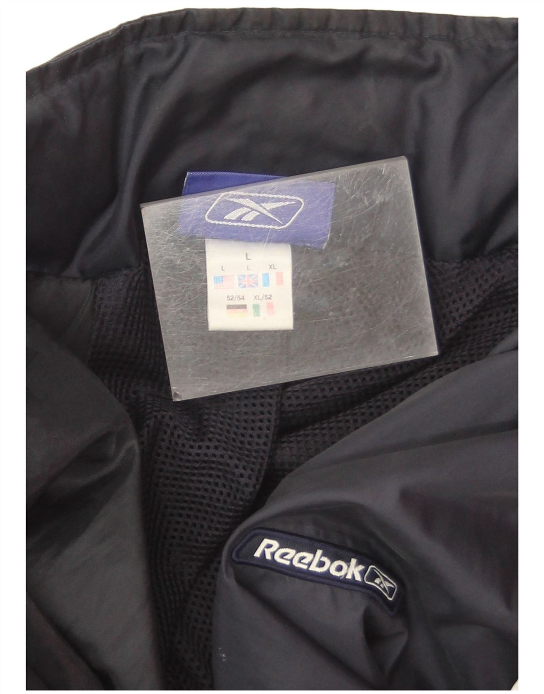 Reebok Chaqueta impermeable para hombre UK 40 Large Azul marino Nylon