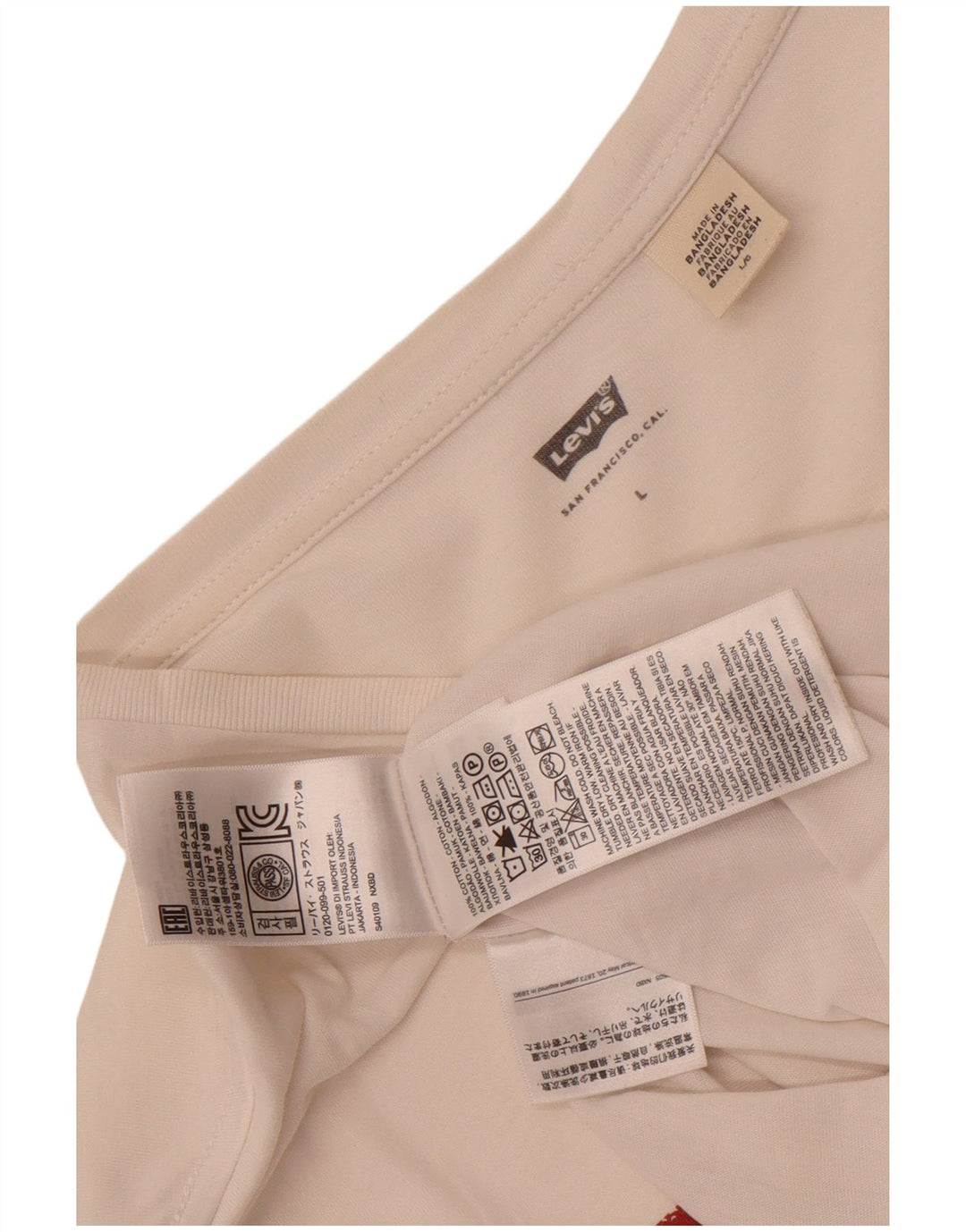 Levi's Camiseta gráfica para hombre Top grande de algodón blanco