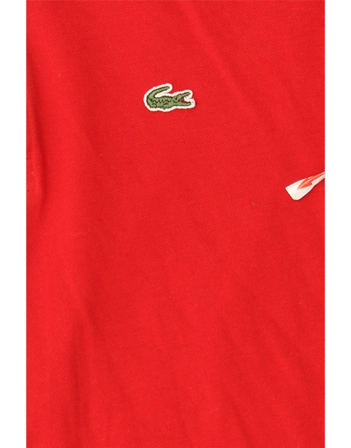 Lacoste Polo de manga larga para hombre talla 3 pequeño algodón rojo