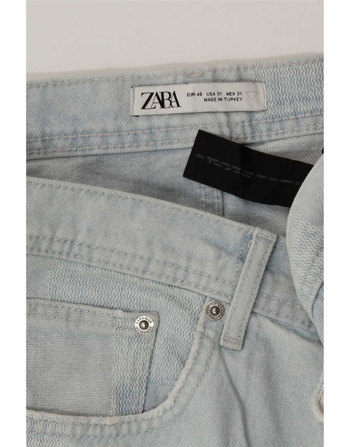 Zara Mens Denim Shorts EU 40 Medium W31 Azul Patchwork Algodón
