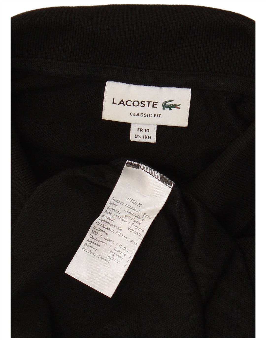 LACOSTE Polo de ajuste clásico para hombre talla 10 5XL algodón negro