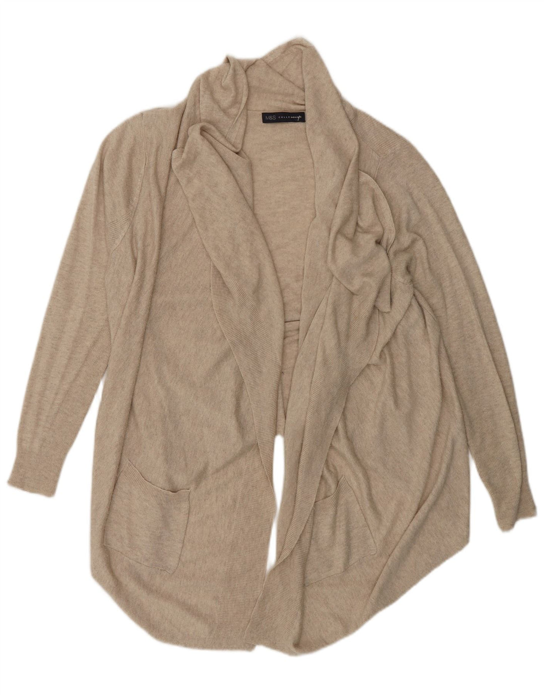 Marks & Spencer Suéter tipo cárdigan abierto de gran tamaño para mujer UK 10 Small Beige
