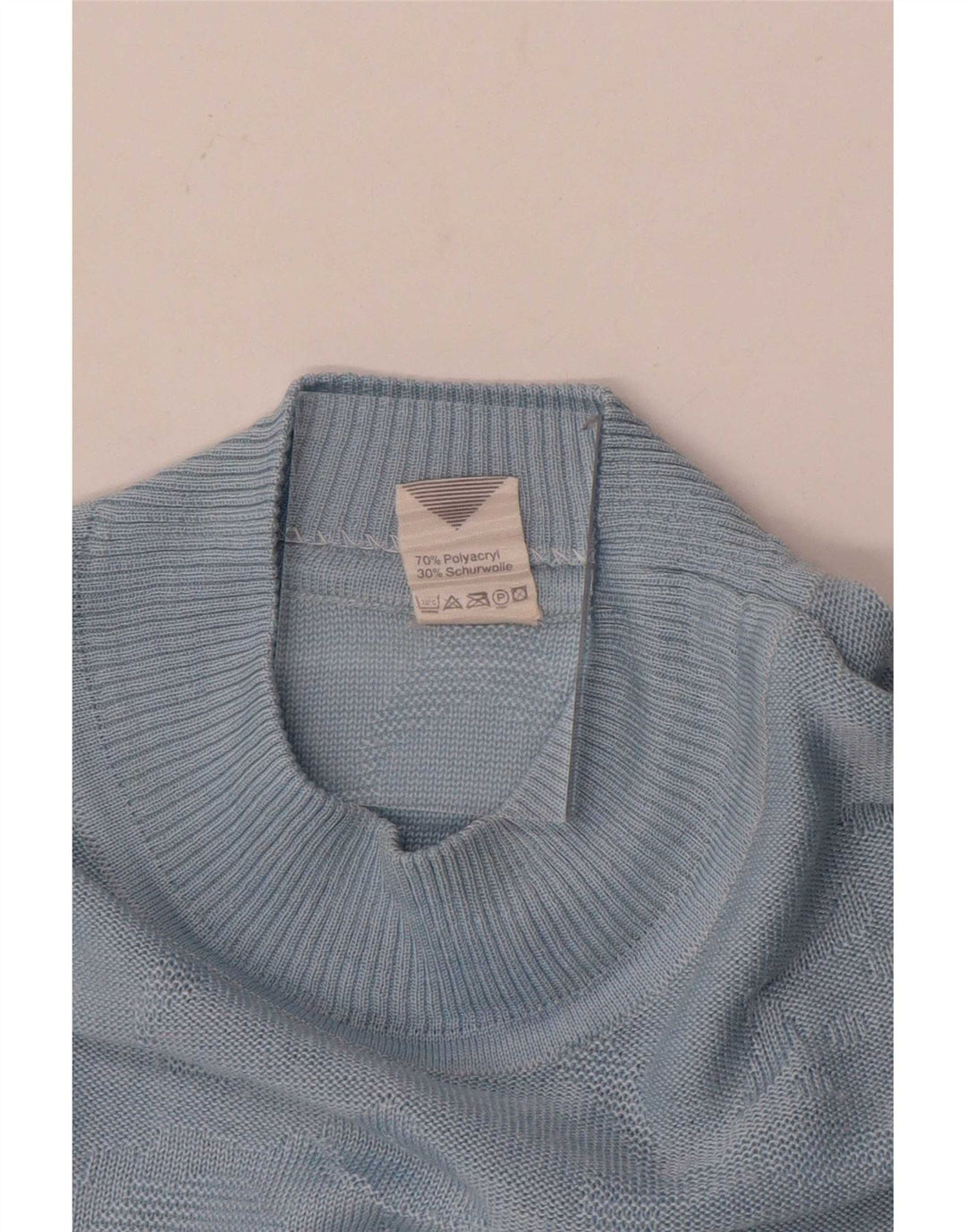 Vintage mujer tortuga cuello jersey suéter IT 46 grande azul poliacrílico