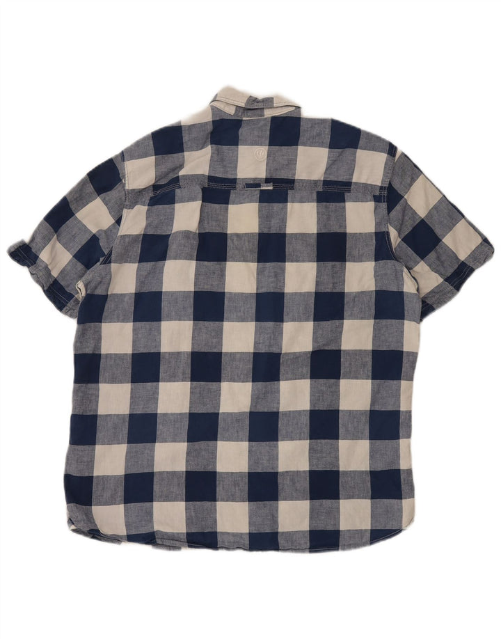 Camisa de manga corta de corte clásico para hombre de Fat Face, talla grande, de lino a cuadros en azul marino