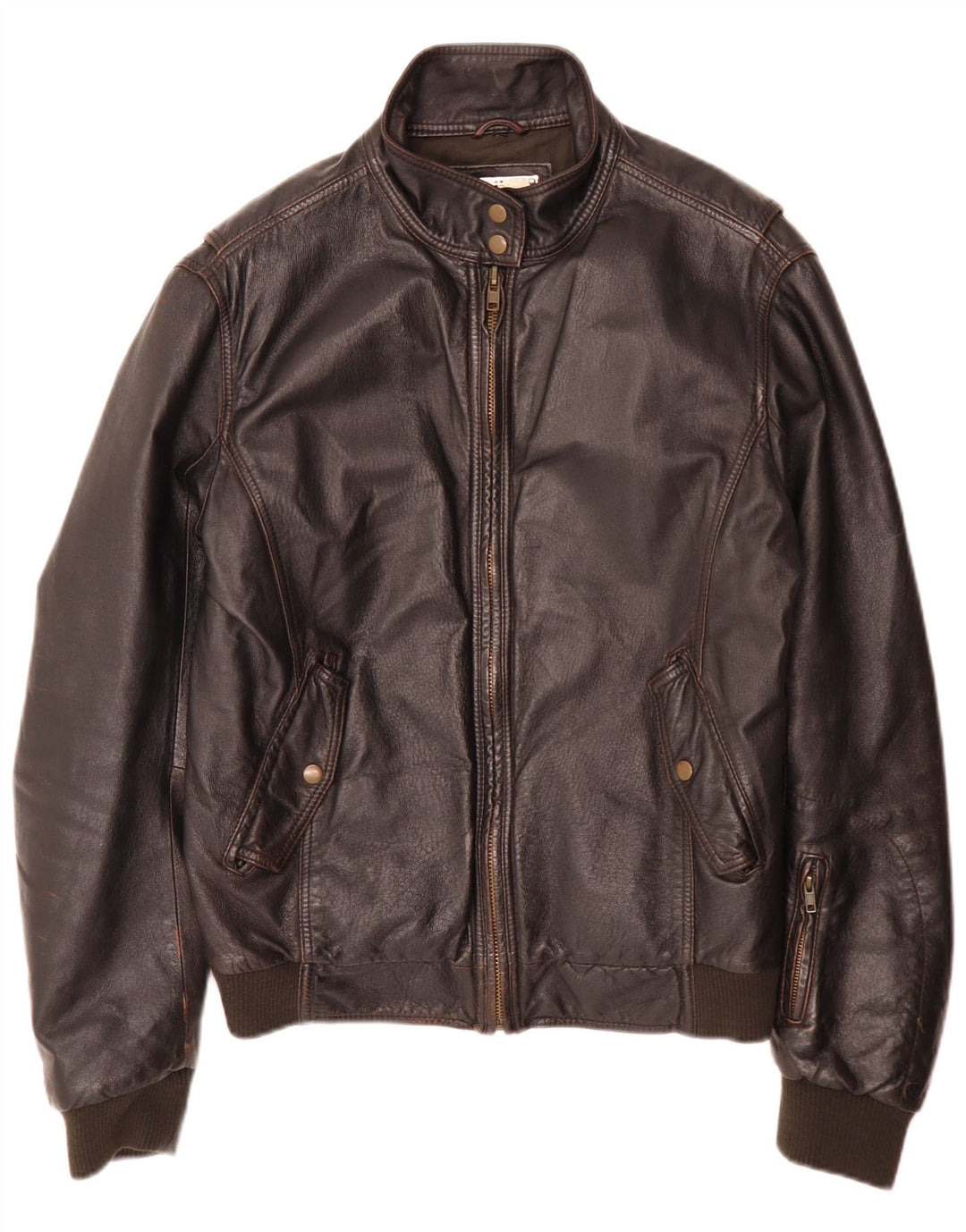 Chaqueta bomber de cuero vintage para hombre IT 52 XL Marrón Retro