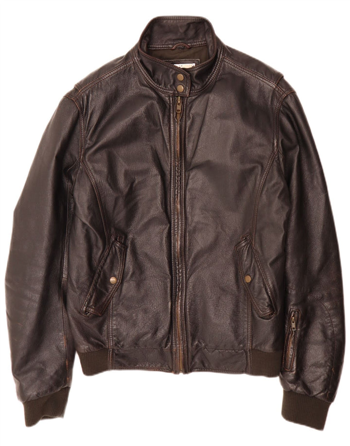Chaqueta bomber de cuero vintage para hombre IT 52 XL Marrón Retro