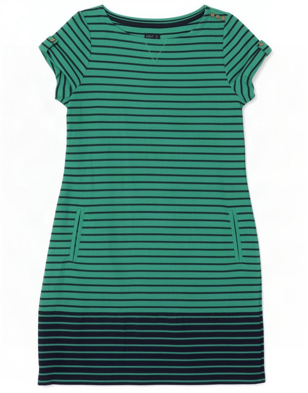 Mantaray Vestido estilo camiseta para mujer UK 42 Algodón a rayas verde medio