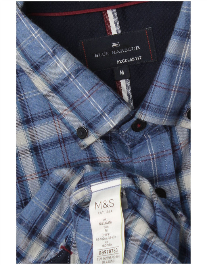 MARKS & SPENCER Camisa de franela azul Harbour para hombre Cuadros azul medio