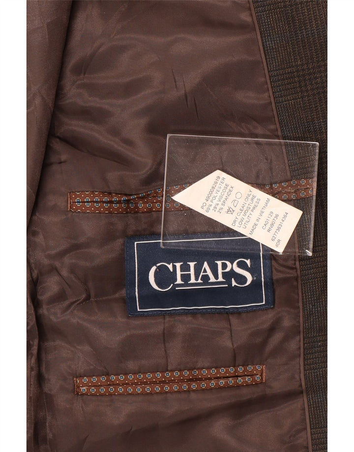Chaps Chaqueta tipo blazer de 2 botones para hombre UK 40 Large Brown Check Poliéster