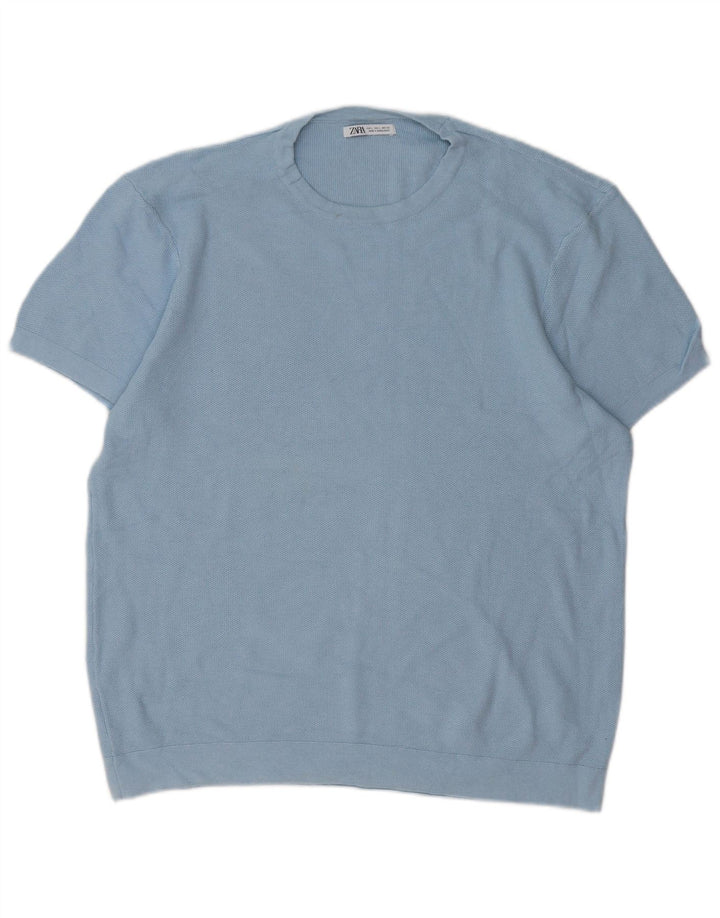 ZARA Hombre Camiseta Top Grande Azul