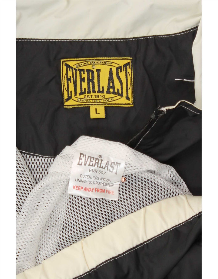 Chaqueta impermeable tipo jersey con gráfico Everlast para hombre UK 40 Large Nylon negro