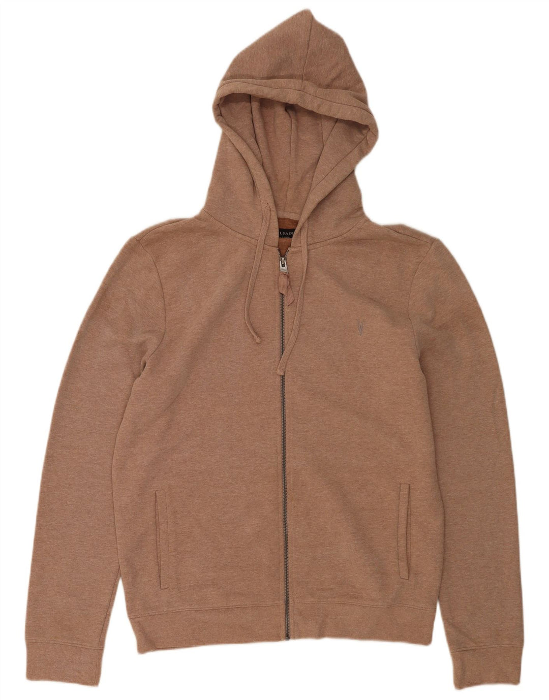 All Saints - Sudadera con capucha y cremallera para hombre, tamaño grande, algodón marrón
