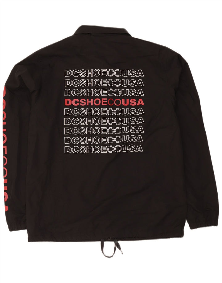 DC - Chaqueta impermeable gráfica para hombre, talla 38, poliéster negro mediano