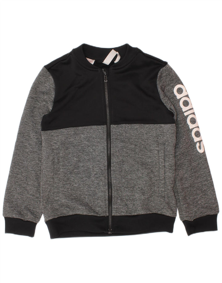 Adidas Chicos Climalite Chándal Top Chaqueta 7-8 Años Gris Colorblock