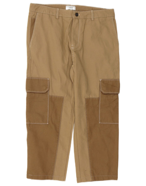 Jules Mens Crop Straight Cargo Pants W40 L24 Algodón Color Block Beige