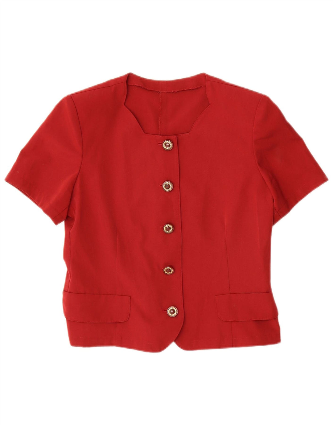 Vintage mujer 5 botones 2 piezas falda conjunto Reino Unido 12 mediano W30 rojo