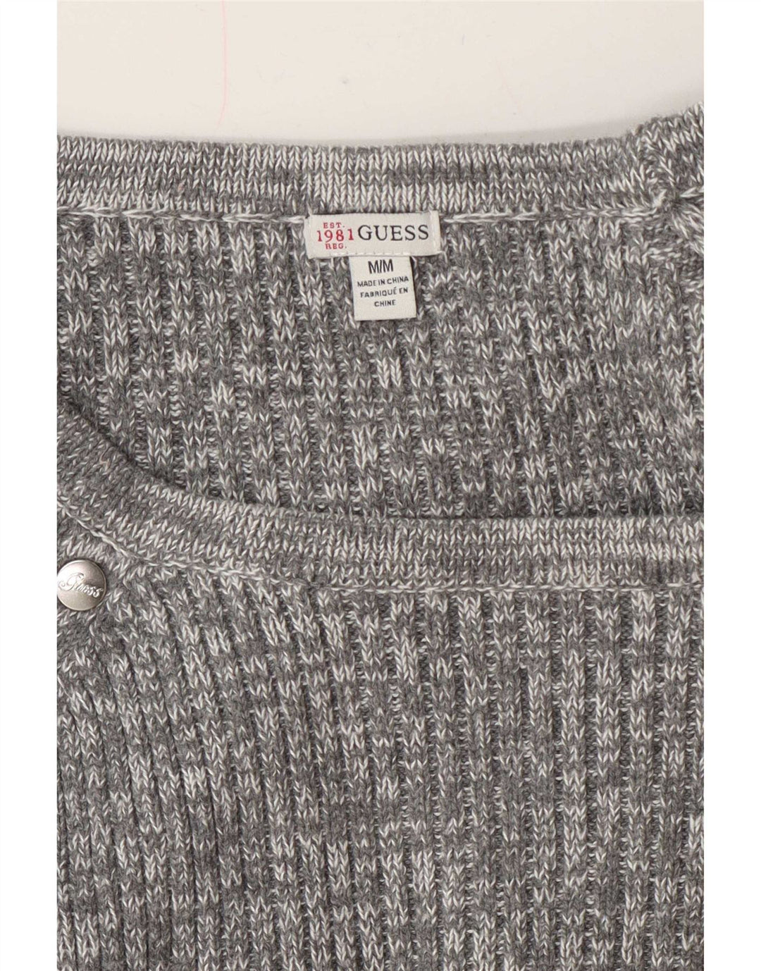 Guess Suéter tipo jersey con cuello barco para mujer Reino Unido 44 Gris medio moteado