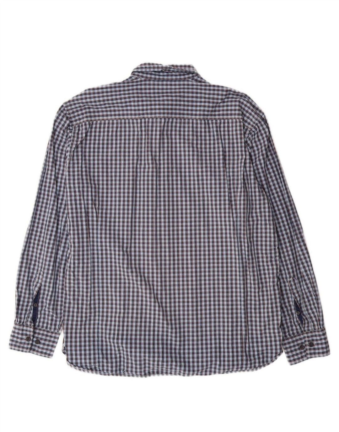 PECKOTT Mens Shirt XL Blue Gingham Cotton
