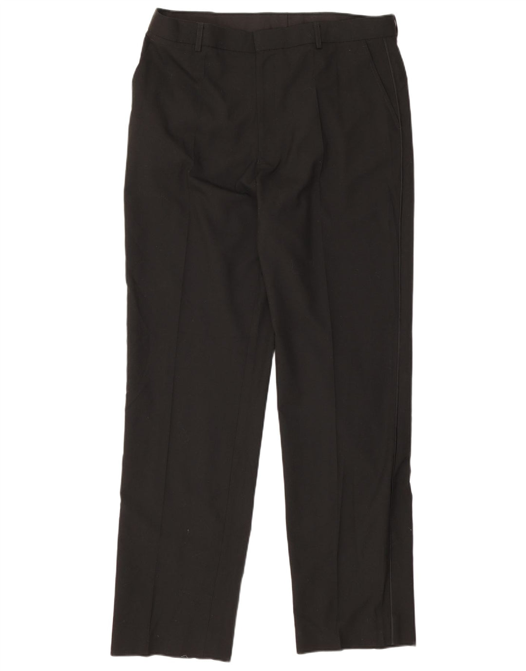 Marks & Spencer Pantalón de traje recto para hombre W36 L33 Poliéster negro