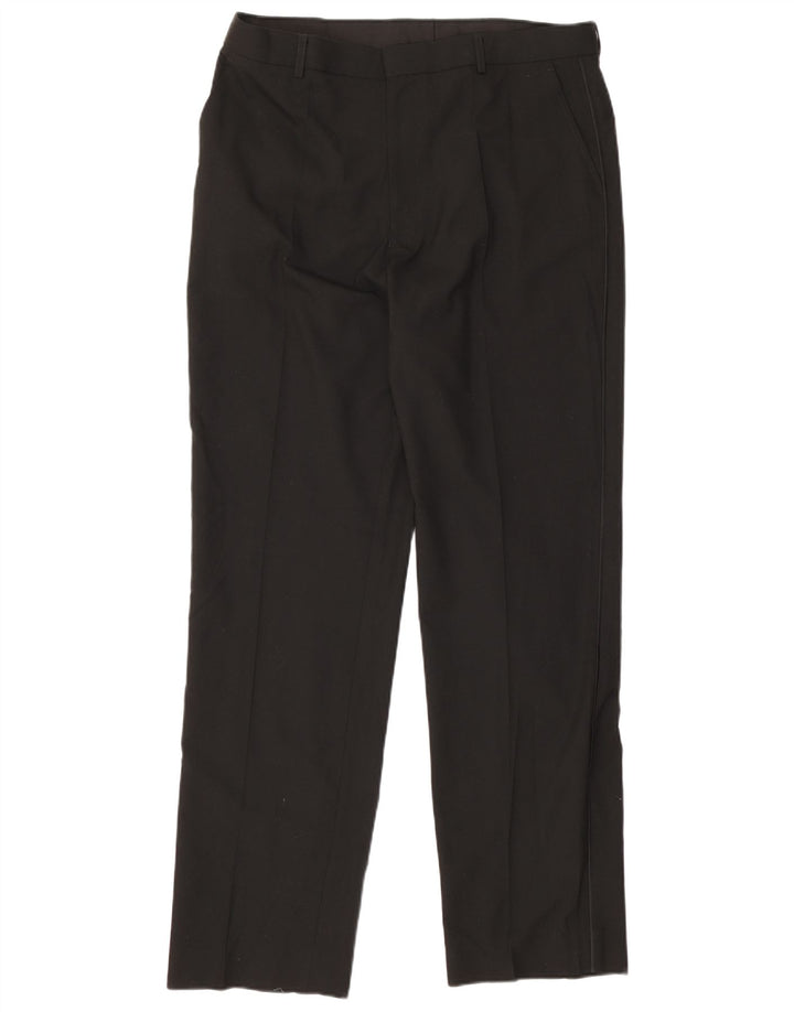 Marks & Spencer Pantalón de traje recto para hombre W36 L33 Poliéster negro