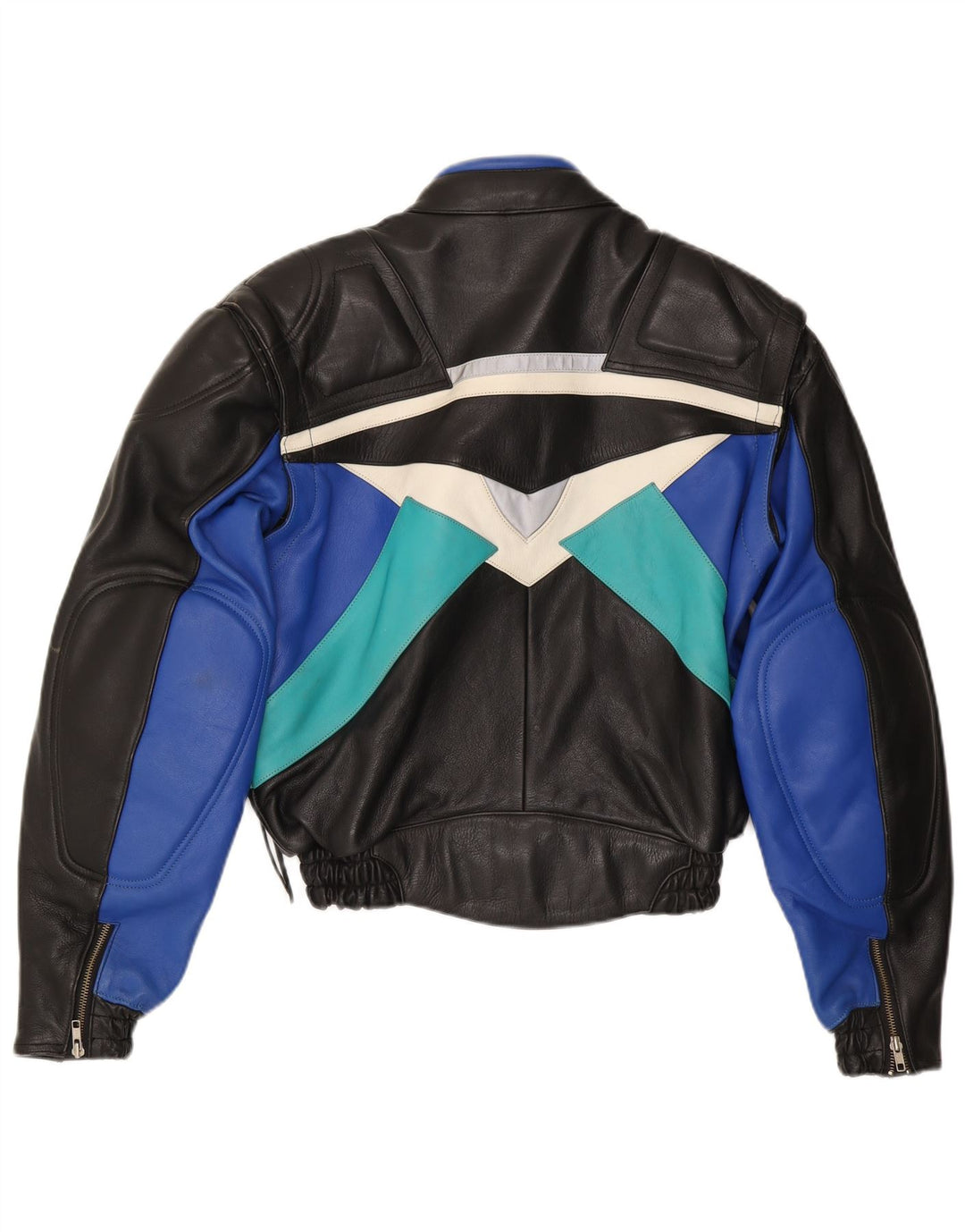 VINTAGE Chaqueta de cuero para hombre IT 52 XL Cuero color block negro