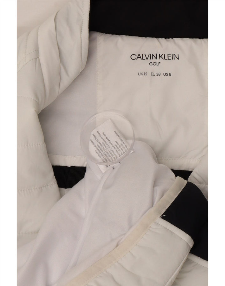 Calvin Klein Chaqueta acolchada de golf para mujer UK 12 Medium White Colourblock