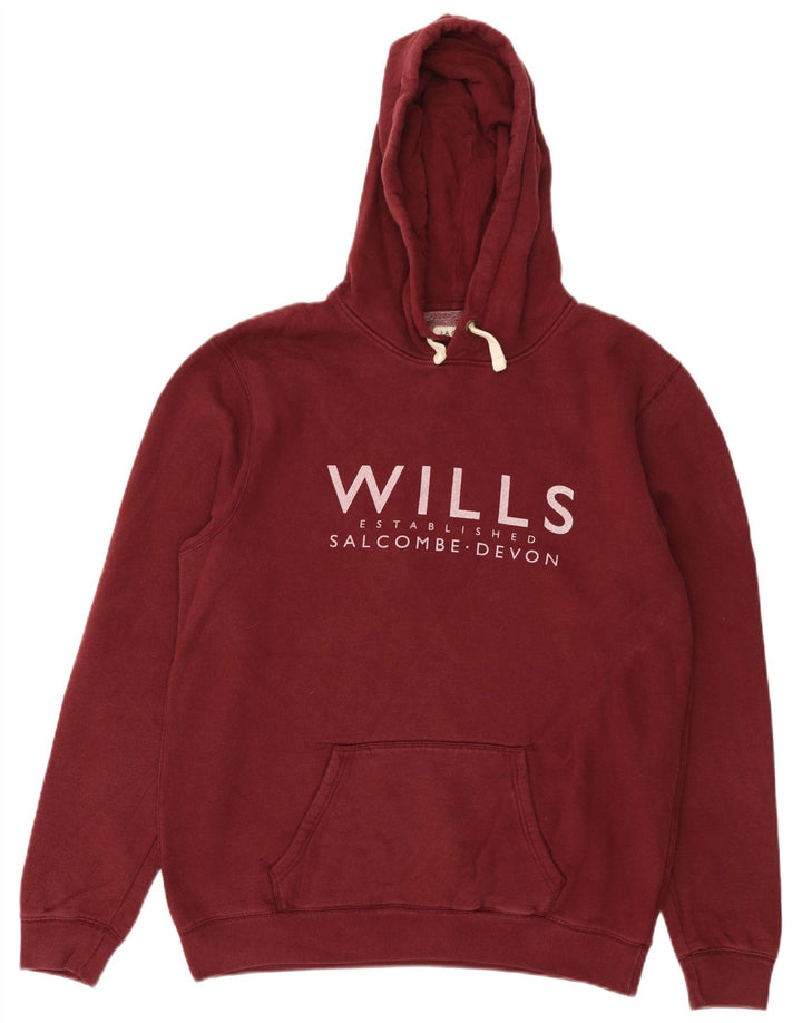 JACK WILLS Jersey con capucha y gráfico Salcombe Devon para hombre Algodón granate mediano