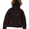 Superdry Mujer Chaqueta Acolchada Con Capucha UK 40 Small Poliéster Negro