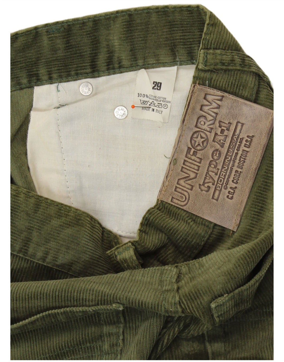 UNIFORM Pantalón recto de pana para mujer W29 L28 Algodón caqui